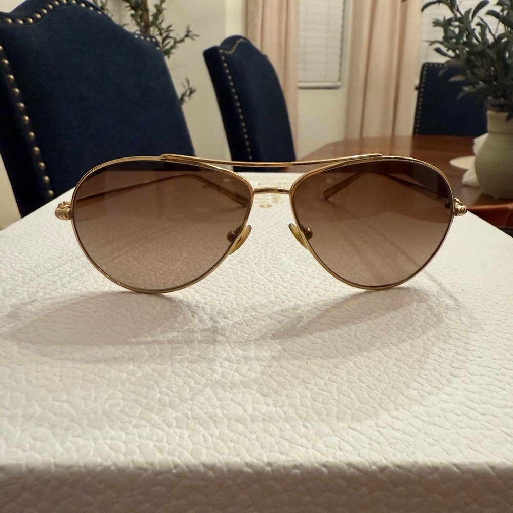 David Yurman 22K Gold Electroplating Aviator DY039 Waverly Sunglasses